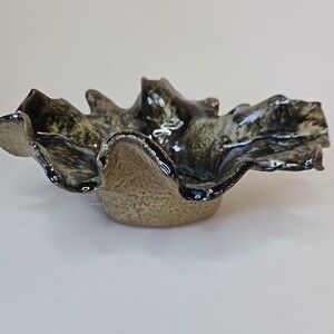 Pigeon River Pottery Fusion Crackle Glass‎ Abstract Decorative Bowl